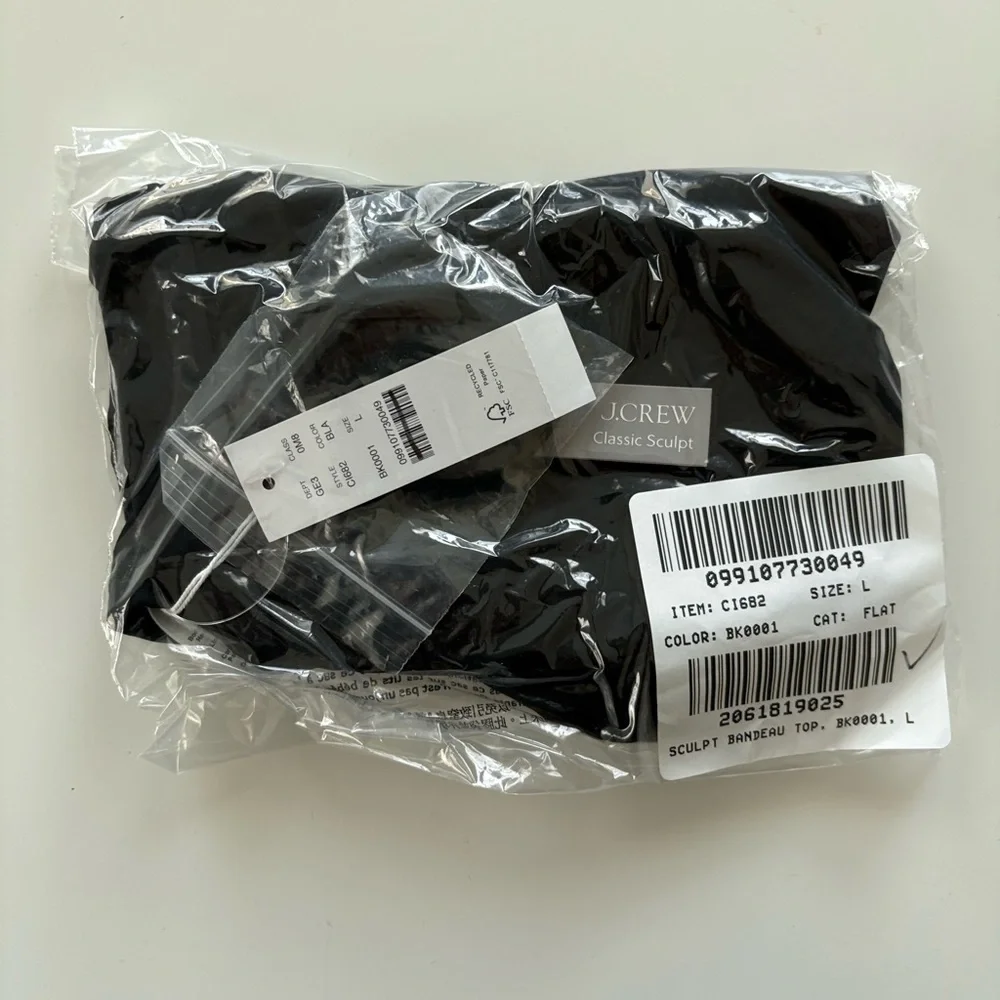 NWT J. Crew Bandeau Bikini Top Classic Sculpt Black - Picture 5 of 6